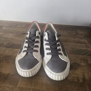 Women's Gray & White Athletic Sneakers with Pink Accent